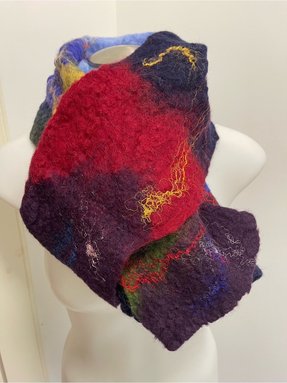Colorful Hand-Felted Wool Scarf - Multi Color - Picture 2 of 15